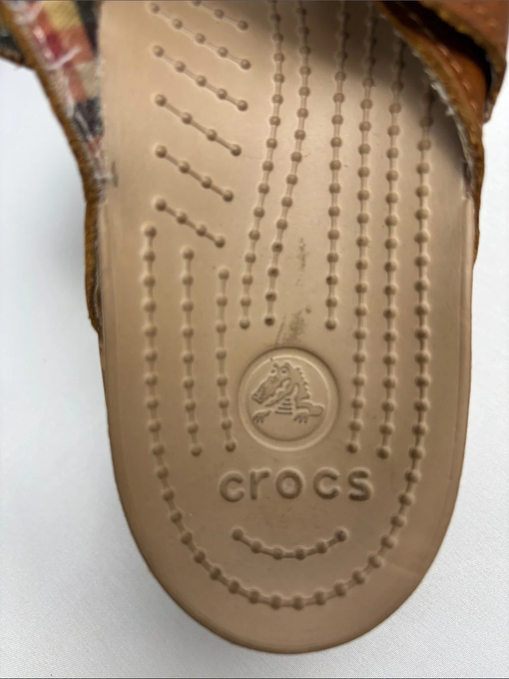CROCS Women's 8W Brown Leather-Look Wedge Comfort Sandals #388